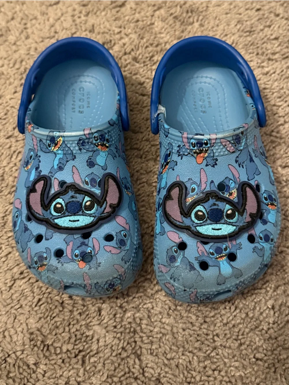 CROCS Kids Blue Stitch Print Clogs